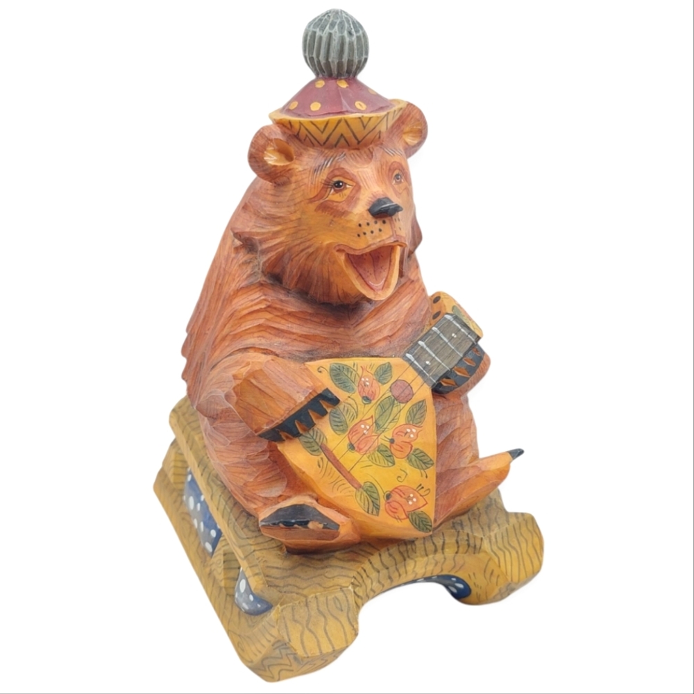 G. DeBrekht Russian Sleigh Ride BALALAIKA Bear Figurine